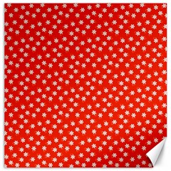 Red White Floral Print Canvas 20  X 20  by SpinnyChairDesigns