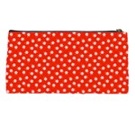 Red White Floral Print Pencil Case Back