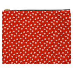 Red White Floral Print Cosmetic Bag (xxxl) by SpinnyChairDesigns