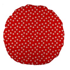 Red White Floral Print Large 18  Premium Round Cushions by SpinnyChairDesigns