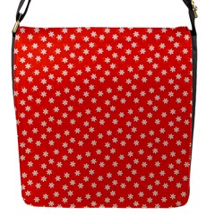 Red White Floral Print Flap Closure Messenger Bag (s) by SpinnyChairDesigns