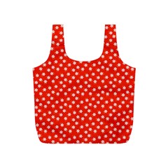 Red White Floral Print Full Print Recycle Bag (s) by SpinnyChairDesigns