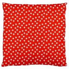 Red White Floral Print Large Flano Cushion Case (one Side) by SpinnyChairDesigns