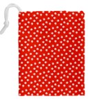 Red White Floral Print Drawstring Pouch (4XL) Back