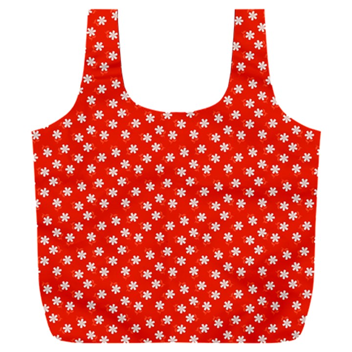 Red White Floral Print Full Print Recycle Bag (XXL)