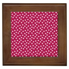 Magenta Rose White Floral Print Framed Tile by SpinnyChairDesigns