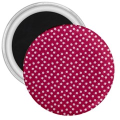 Magenta Rose White Floral Print 3  Magnets by SpinnyChairDesigns