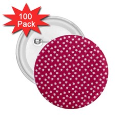 Magenta Rose White Floral Print 2 25  Buttons (100 Pack)  by SpinnyChairDesigns