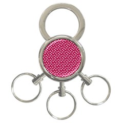 Magenta Rose White Floral Print 3-ring Key Chain by SpinnyChairDesigns