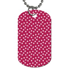 Magenta Rose White Floral Print Dog Tag (one Side) by SpinnyChairDesigns