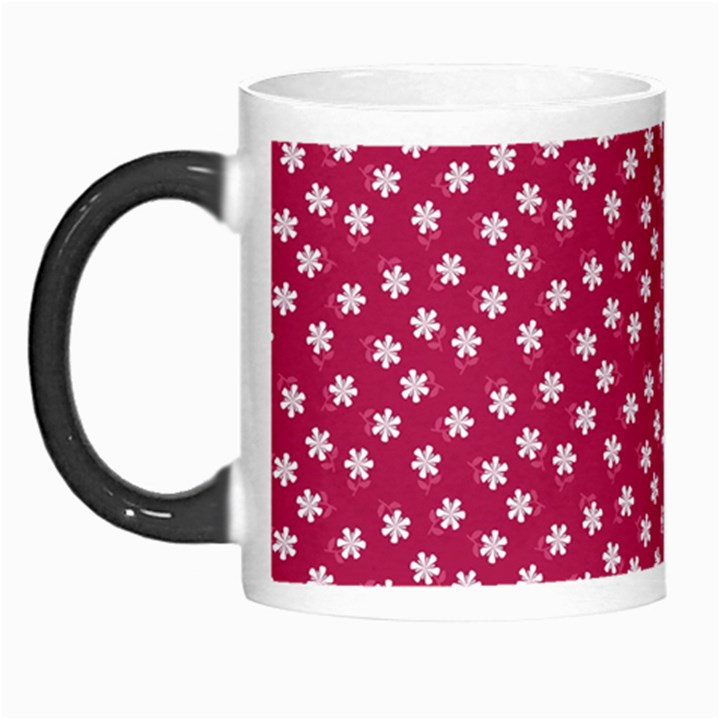 Magenta Rose White Floral Print Morph Mugs