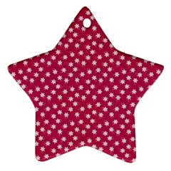 Magenta Rose White Floral Print Star Ornament (two Sides) by SpinnyChairDesigns