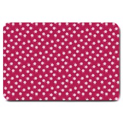 Magenta Rose White Floral Print Large Doormat  by SpinnyChairDesigns