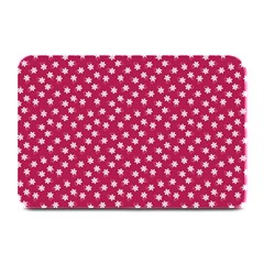 Magenta Rose White Floral Print Plate Mats by SpinnyChairDesigns