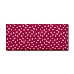 Magenta Rose White Floral Print Hand Towel by SpinnyChairDesigns