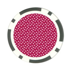 Magenta Rose White Floral Print Poker Chip Card Guard (10 Pack) by SpinnyChairDesigns