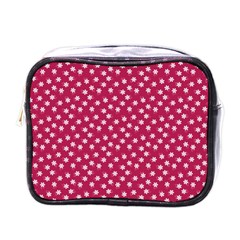 Magenta Rose White Floral Print Mini Toiletries Bag (one Side) by SpinnyChairDesigns