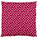 Magenta Rose White Floral Print Large Cushion Case (One Side) Front