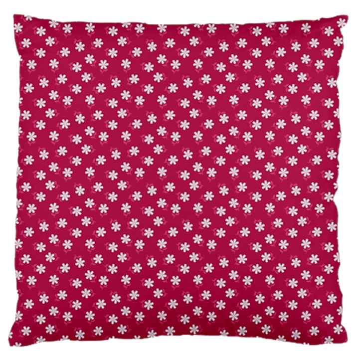 Magenta Rose White Floral Print Large Cushion Case (One Side)