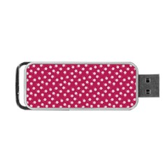 Magenta Rose White Floral Print Portable Usb Flash (one Side) by SpinnyChairDesigns