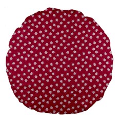 Magenta Rose White Floral Print Large 18  Premium Flano Round Cushions by SpinnyChairDesigns