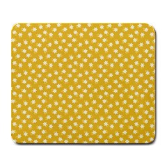 Saffron Yellow White Floral Pattern Large Mousepads by SpinnyChairDesigns