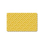 Saffron Yellow White Floral Pattern Magnet (Name Card) Front