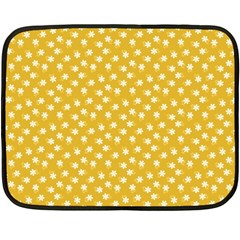 Saffron Yellow White Floral Pattern Double Sided Fleece Blanket (mini)  by SpinnyChairDesigns