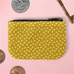 Saffron Yellow White Floral Pattern Mini Coin Purse Back