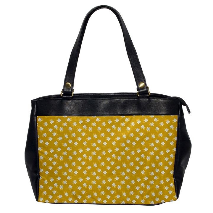 Saffron Yellow White Floral Pattern Oversize Office Handbag