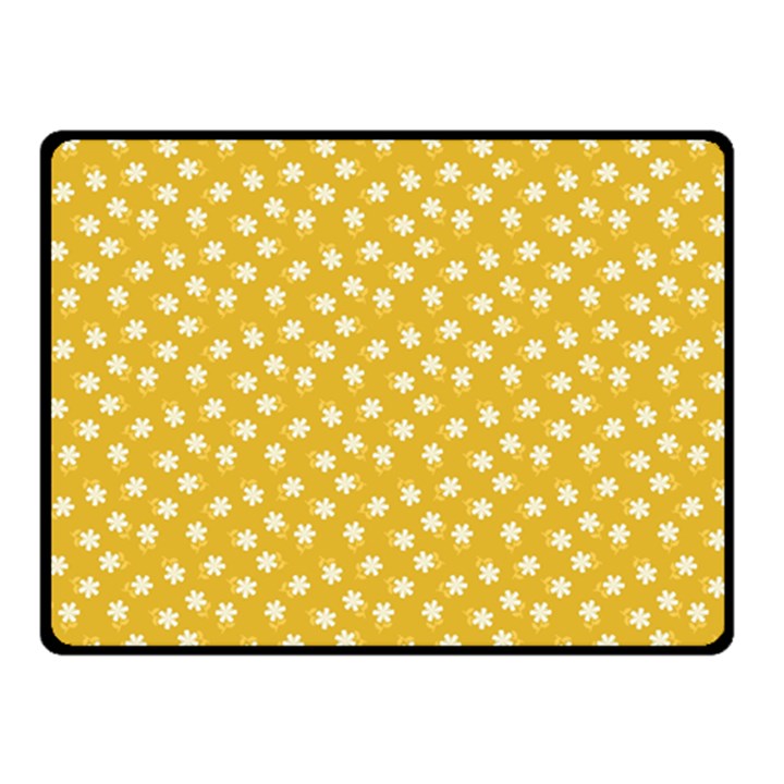 Saffron Yellow White Floral Pattern Fleece Blanket (Small)