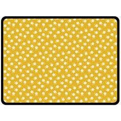 Saffron Yellow White Floral Pattern Double Sided Fleece Blanket (large)  by SpinnyChairDesigns