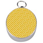 Saffron Yellow White Floral Pattern Silver Compasses Front