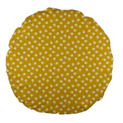 Saffron Yellow White Floral Pattern Large 18  Premium Flano Round Cushions by SpinnyChairDesigns