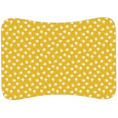 Saffron Yellow White Floral Pattern Velour Seat Head Rest Cushion by SpinnyChairDesigns