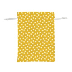 Saffron Yellow White Floral Pattern Lightweight Drawstring Pouch (s) by SpinnyChairDesigns