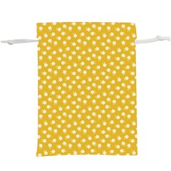 Saffron Yellow White Floral Pattern  Lightweight Drawstring Pouch (xl) by SpinnyChairDesigns