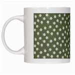 Sage Green White Floral Print White Mugs Left