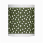 Sage Green White Floral Print White Mugs Center