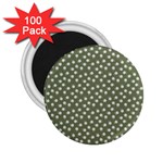 Sage Green White Floral Print 2.25  Magnets (100 pack)  Front