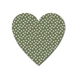 Sage Green White Floral Print Heart Magnet Front