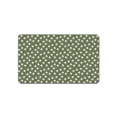 Sage Green White Floral Print Magnet (name Card) by SpinnyChairDesigns