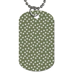 Sage Green White Floral Print Dog Tag (one Side) by SpinnyChairDesigns