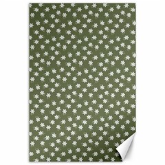 Sage Green White Floral Print Canvas 24  X 36  by SpinnyChairDesigns