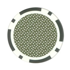 Sage Green White Floral Print Poker Chip Card Guard (10 Pack) by SpinnyChairDesigns