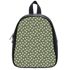 Sage Green White Floral Print School Bag (small) by SpinnyChairDesigns