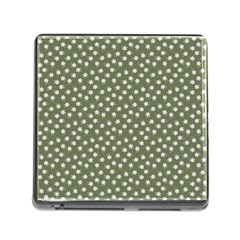 Sage Green White Floral Print Memory Card Reader (square 5 Slot) by SpinnyChairDesigns