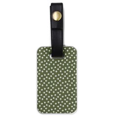 Sage Green White Floral Print Luggage Tag (one Side) by SpinnyChairDesigns