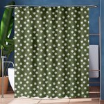 Sage Green White Floral Print Shower Curtain 60  x 72  (Medium)  60 x72  Curtain