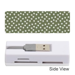 Sage Green White Floral Print Memory Card Reader (stick) by SpinnyChairDesigns